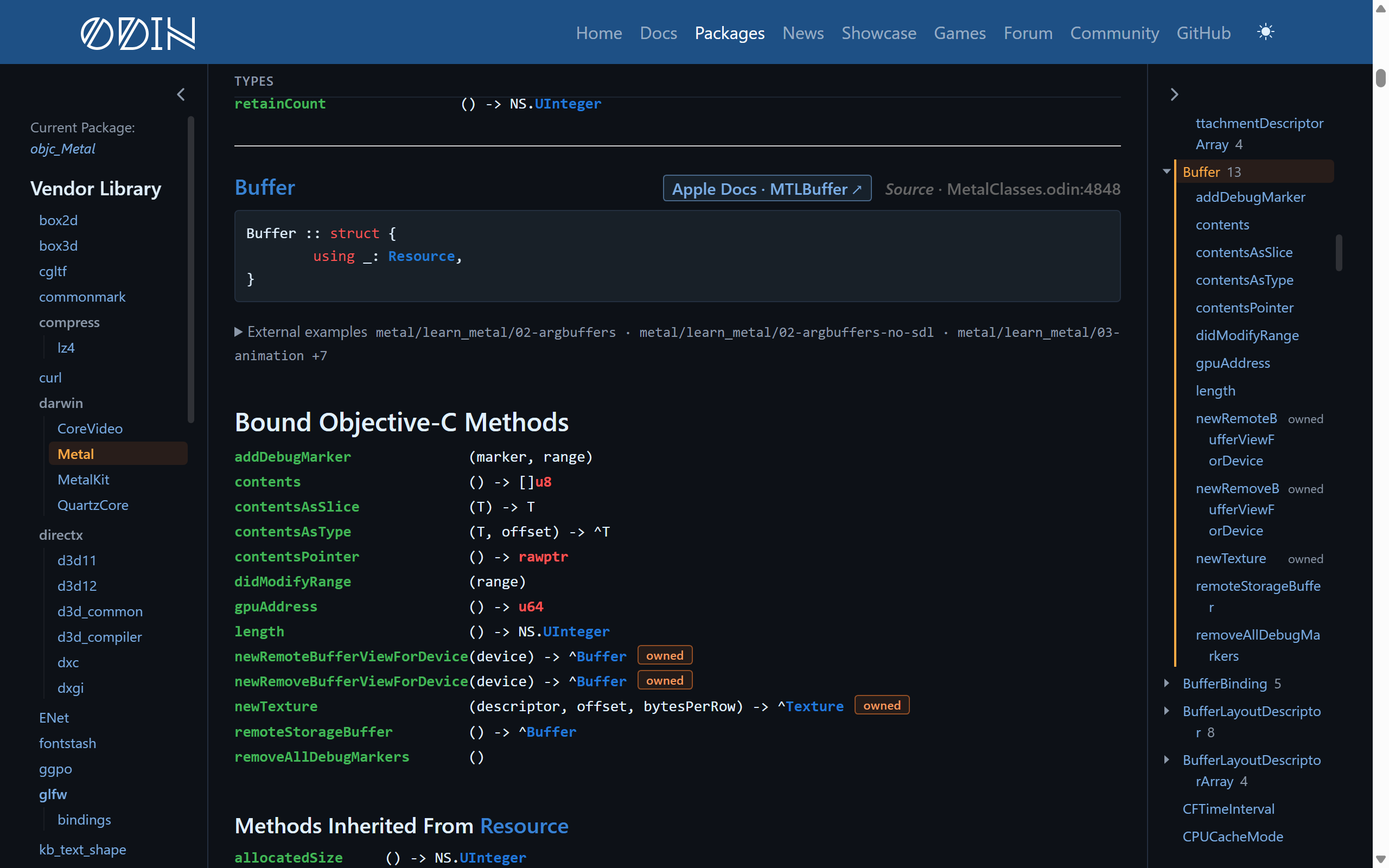 An Objective-C class in vendor:darwin/Metal
